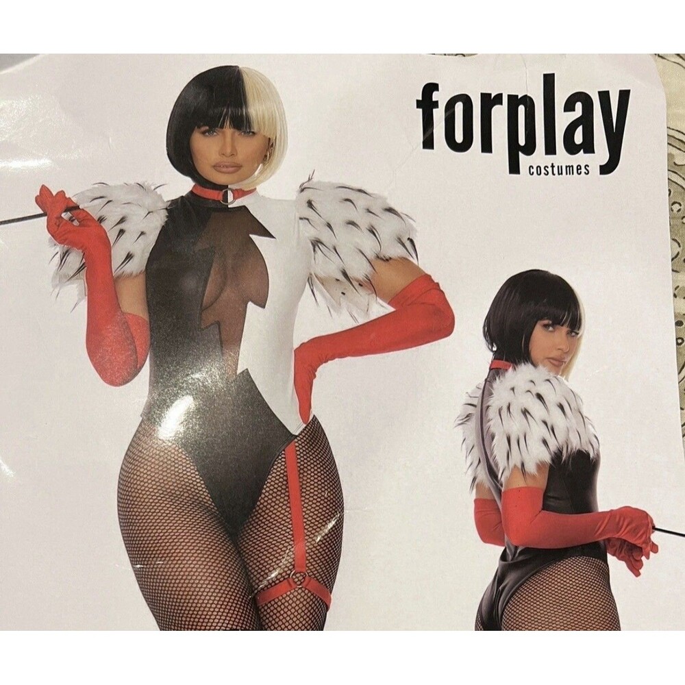 Forplay Keep It Cruel Black & White Bodysuit Cruella Villain Costume - S/M Used